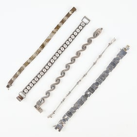 5 Sterling Mexican Bracelets 6.23 ozt