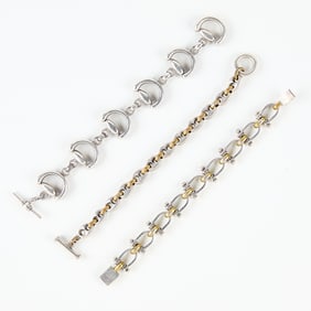 3 Sterling and Brass Bracelets