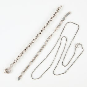 3 Pcs Sterling - Necklace & Bracelets 1.5 ozt