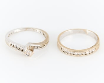 2 14k White Gold & Diamond Rings