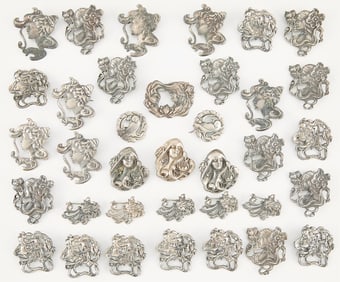 36 Art Nouveau Sterling Brooches 15.16 ozt