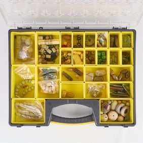 Grp Costume Jewelry Beading Supplies w/ Container