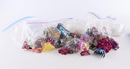 Grp Assorted Hair Clips & Costume Jewelry