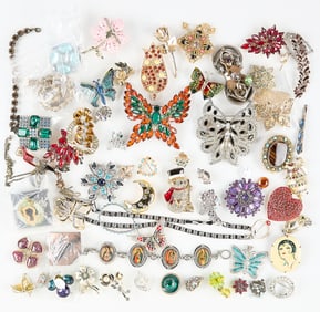 Group Vintage Rhinestone Costume Jewelry