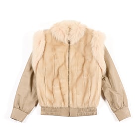 Cream Fur Jacket w/ Detachable Sleeves