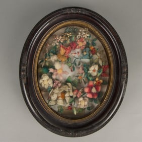 Victorian Wool Flower Wreath