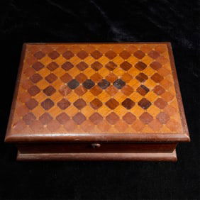 Finely Inlaid Checkered Wooden Box