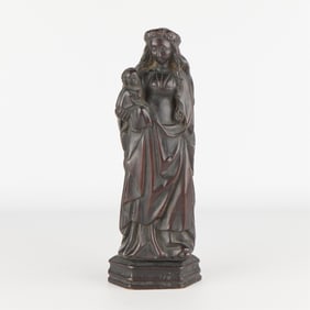 Carved Wood Virgin Mary Madonna & Child