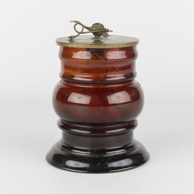 Vintage Doberenier Style Red Glass Lamp - Damaged