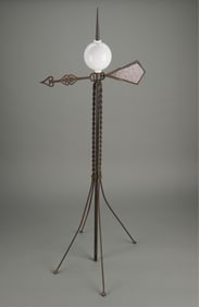 Vintage Wrought Iron & Milk Glass Weathervane