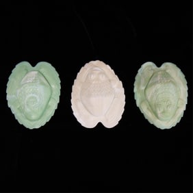 3 NMGCS Milk Glass Lidded Frog Vessels