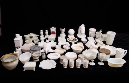 Grp Misc Vintage Milk Glass Vessels & Knick-Knacks