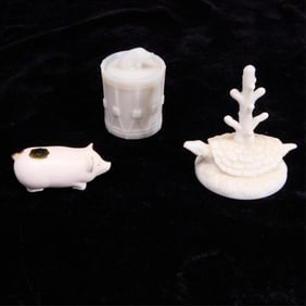 3 Small Milk Glass Knick-Knacks