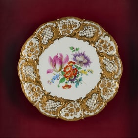 Meissen Porcelain Plate in Frame