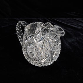 Cut Glass Crystal Rounded Pitcher