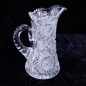 Tall Cut Glass Crystal Pitcher