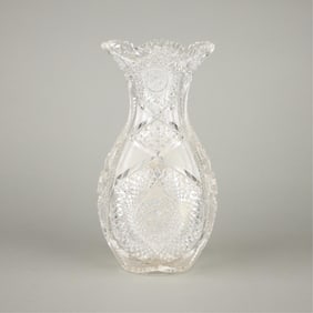Large Cut Glass Crystal Vase