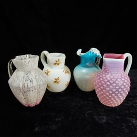 4 Antique Glass Pitchers