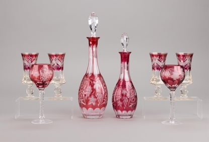 8 Pcs Style of Nachtmann Traube Glass Decanter Set