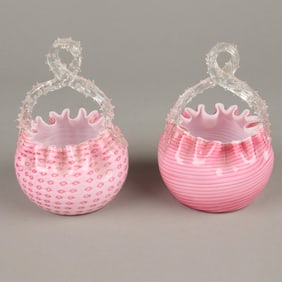 2 Wedding Ruffle Pink Baskets