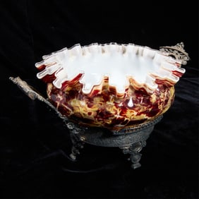 Ruffled Wedding Marbled Glass Basket