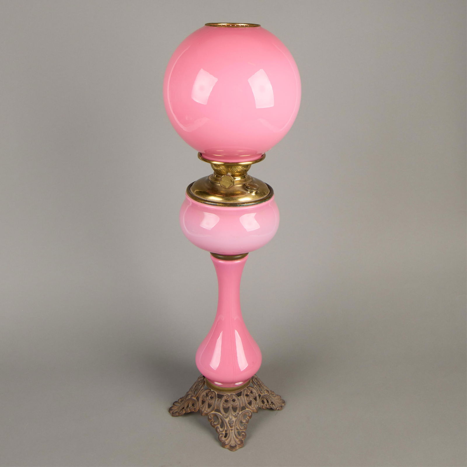 Antique Victorian Style Pink Glass Table Lamp (1 of 4)