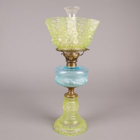 Antique Vaseline Glass Table Lamp