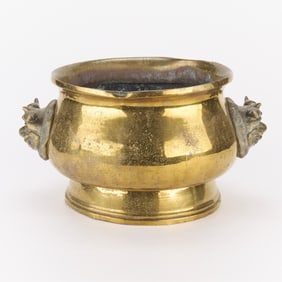 Antique Chinese Brass Mythical Beast Jardiniere