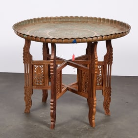 Middle Eastern Side Table w/ Copper Tray