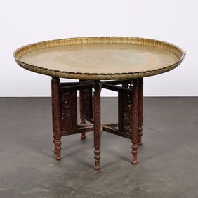 Middle Eastern Brass Tray Side Table