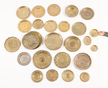 25 Assorted Etched & Repousse Brass or Metal Trays