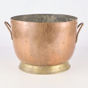 19th c. Copper & Brass Coal Scuttle Cauldron