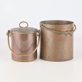 2 Antique Copper Buckets
