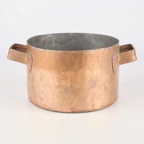 Antique 9" Hammered Copper Stock or Stew Pot
