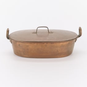 Vintage Copper Lidded Fish Kettle Pot