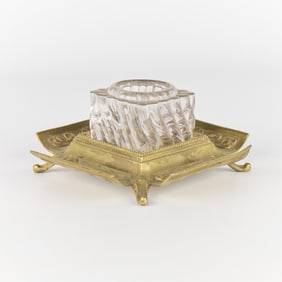 Brass & Glass Ink Well