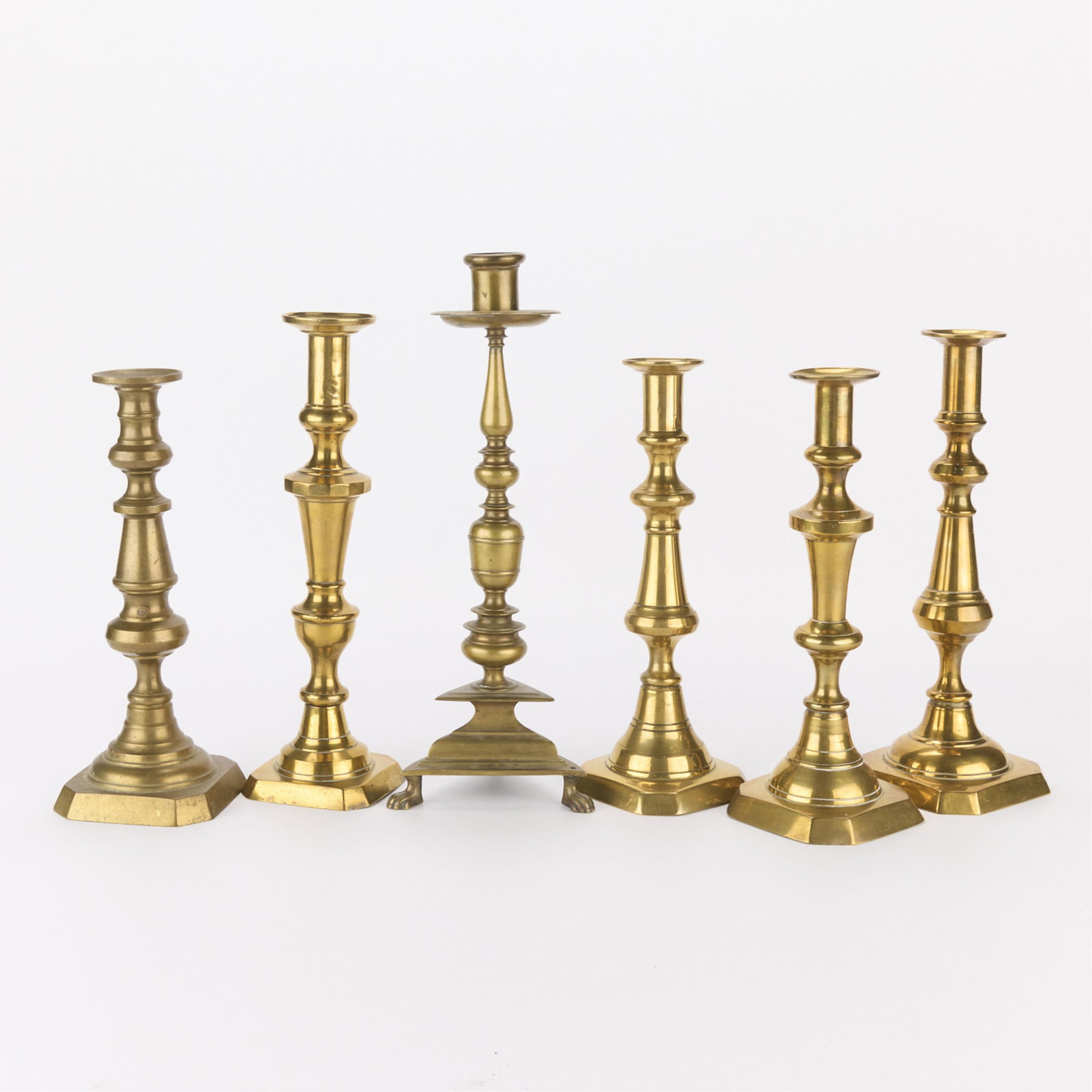 6 Vintage Brass Push-Up Candlesticks (1 of 4)
