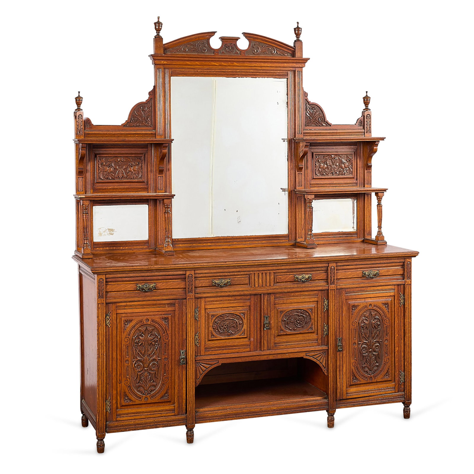 Lrg Victorian Carved Triple Mirror Back Sideboard (1 of 2)