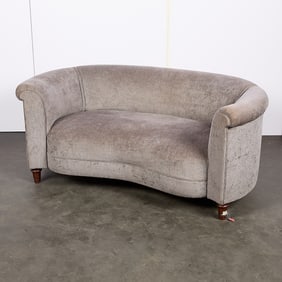 Art Deco Kidney Sofa Demilune Loveseat