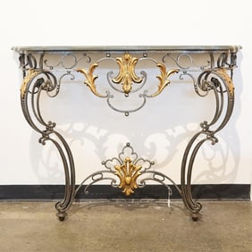 French Louis XV Style Wrought Iron Console Table
