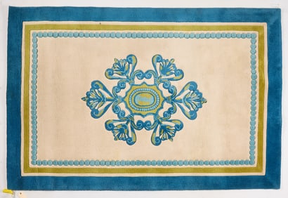 Vintage 1967 Edward Fields Pure Wool Blue Rug