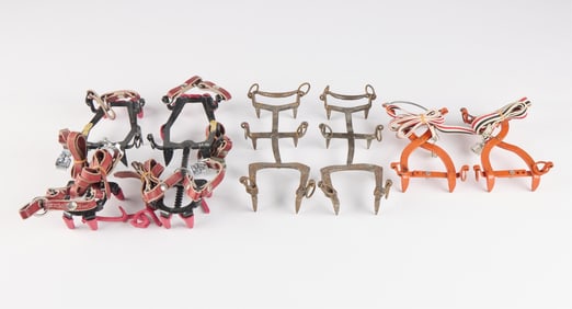 6 Vintage Adjustable Ice Climbing Spike Crampons