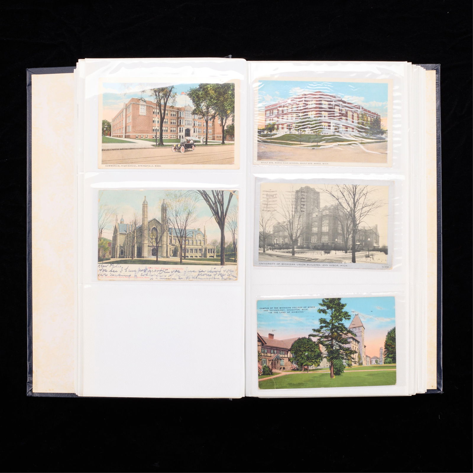 Group Vintage U.S. High School & College Postcards: Collection of vintage postcards highlighting high schools and colleges around the United States. Including the University of Chicago, Sacramento High School, Cornell University, and more.Height: 13 3/