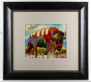 John and Elli Milan Bison Mixed Media