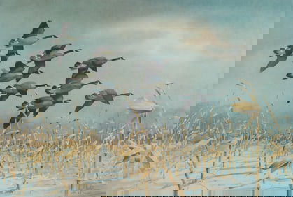 Les Kouba "Nine Big Blacks" Geese Print S/N