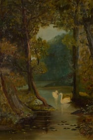 Oil on Canvas Swan Painting