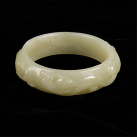 Chinese Modern Carved Jade Bangle
