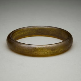Chinese Carved Translucent Jade Bangle