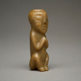 Chinese Carved Jade/Hardstone Praying Figure Bead