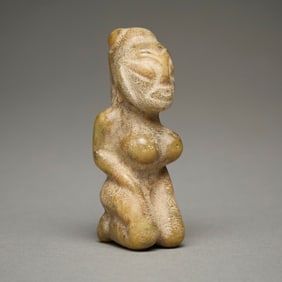 Carved Jade or Hardstone Kneeling Woman Pendant